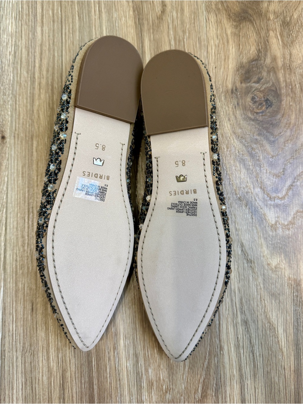 Birdies The Goldfinch Quartz Crystal Suede Embellished Flats Size 8.5 - Picture 3 of 11
